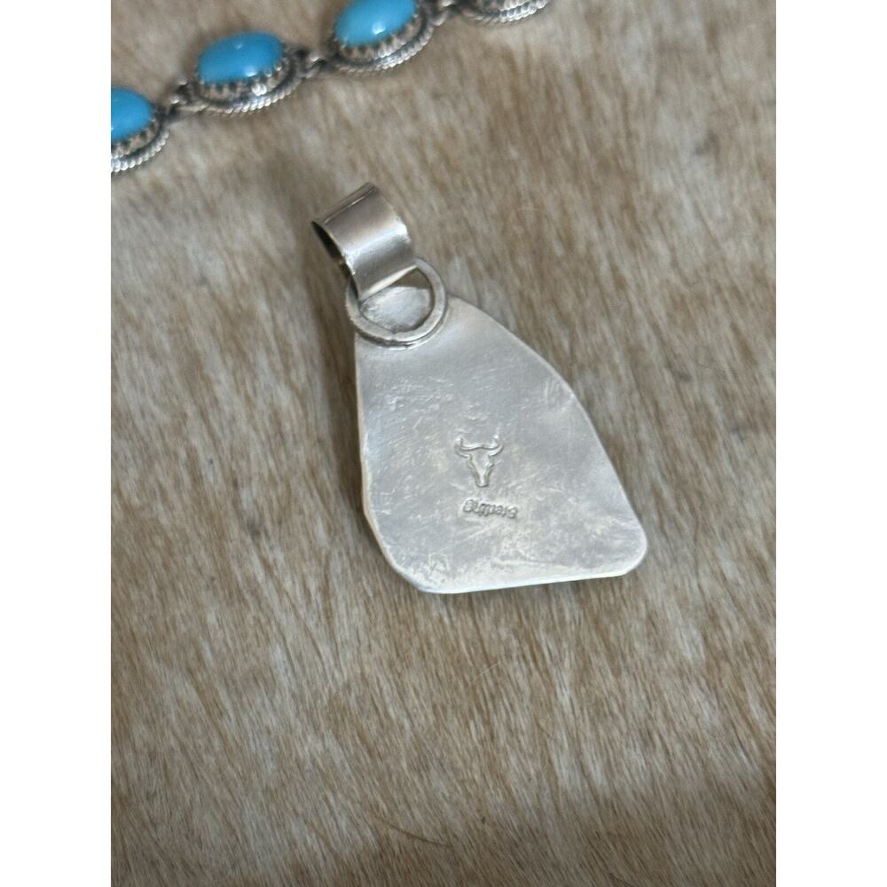 Native Southwest 925 Sterling Silver Number 8 Blue Turquoise Claw Pendant Signed - Picture 9 of 12
